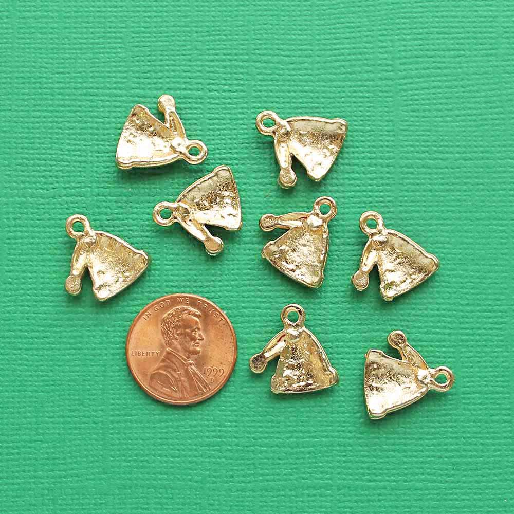 2 breloques en émail doré avec bonnet de Noel et strass - E122