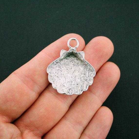 2 Seashell Antique Silver Tone Charms - SC5996