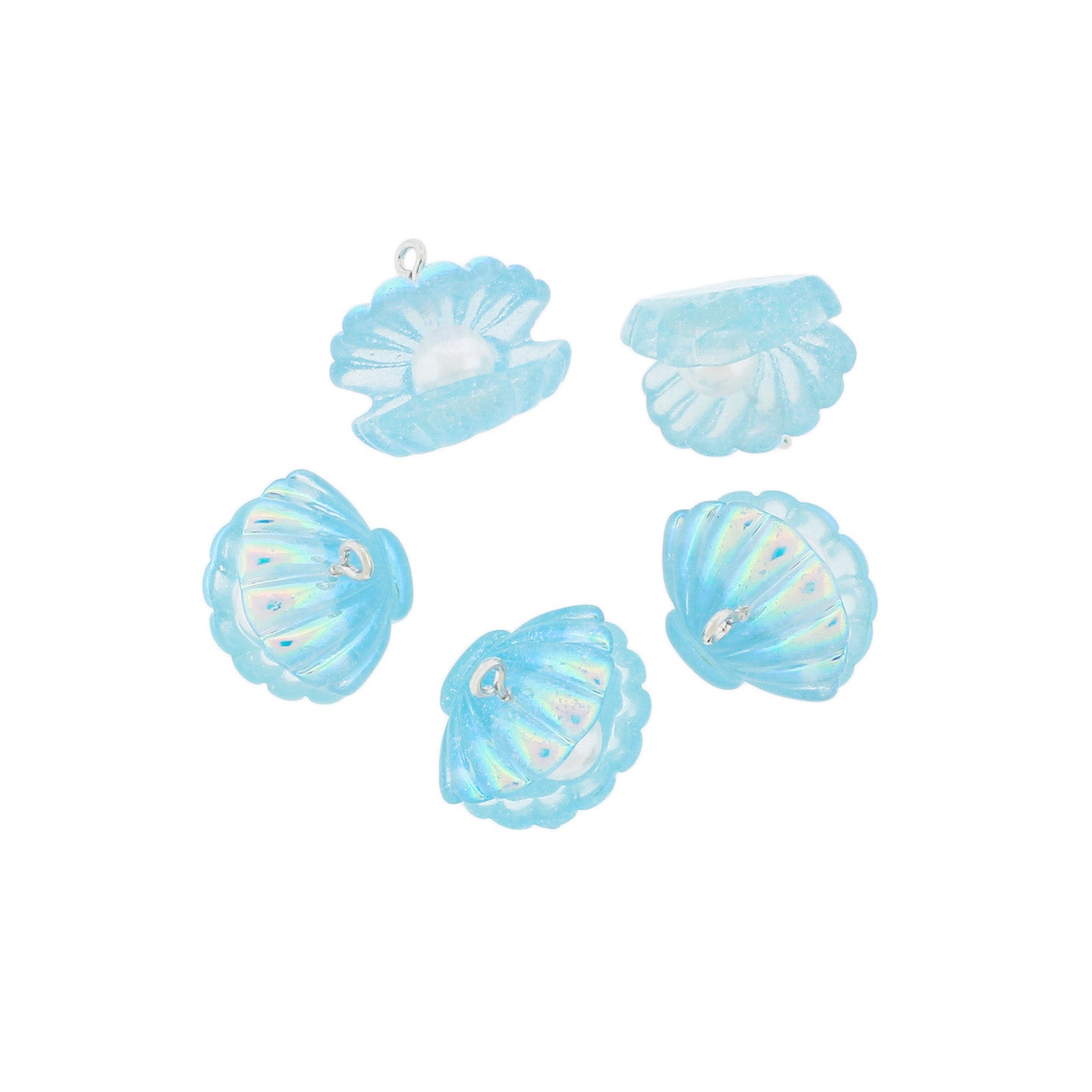 2 Seashell Resin Charms with Imitation Pearl - K624