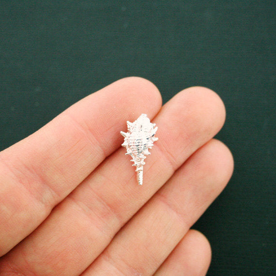 2 Seashell Silver Tone Charms 3D - SC6483