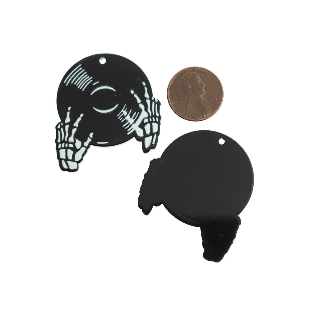 2 Skeleton DJ Record Acrylic Charms - K206