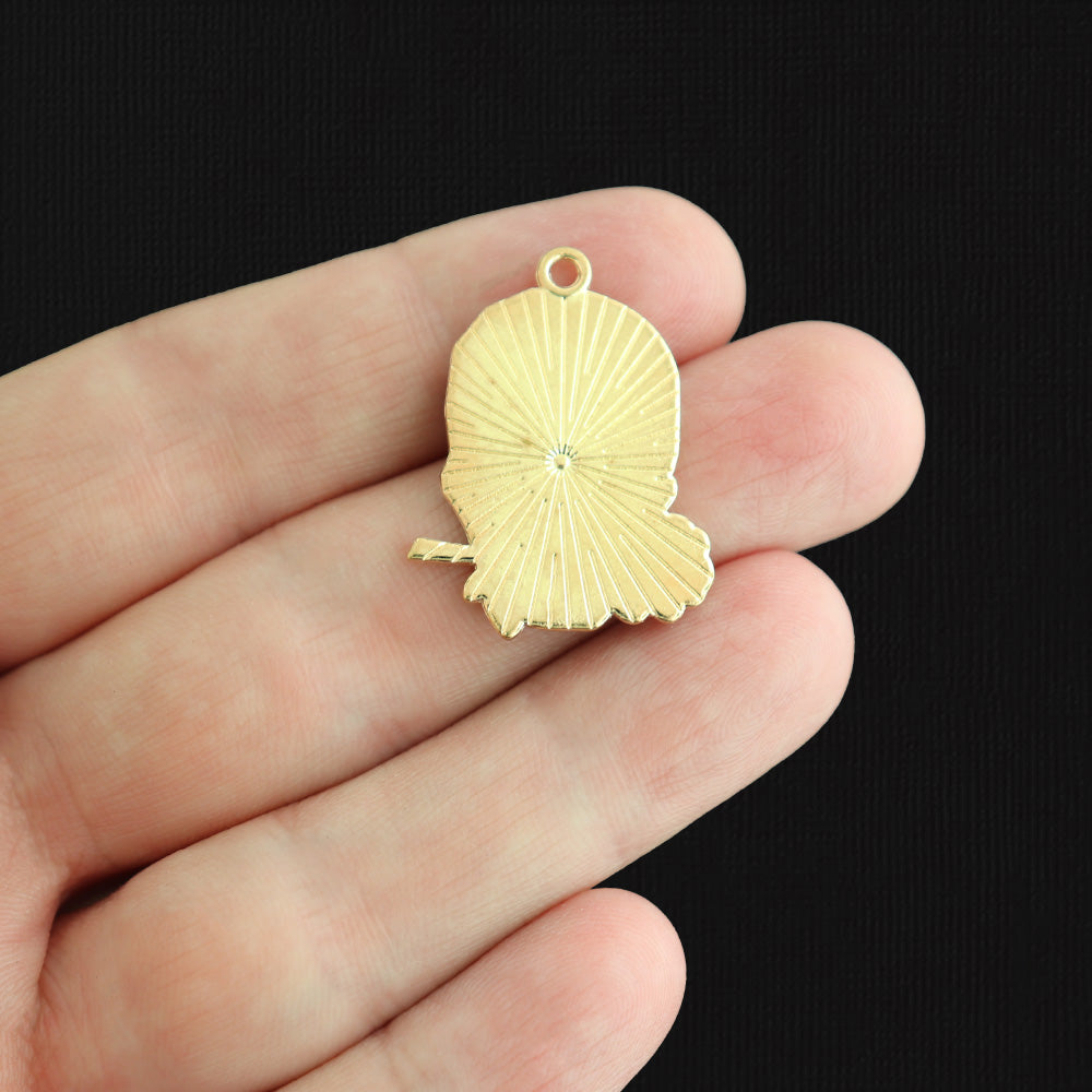 2 Skull With Rose Gold Tone Enamel Charms - E1607