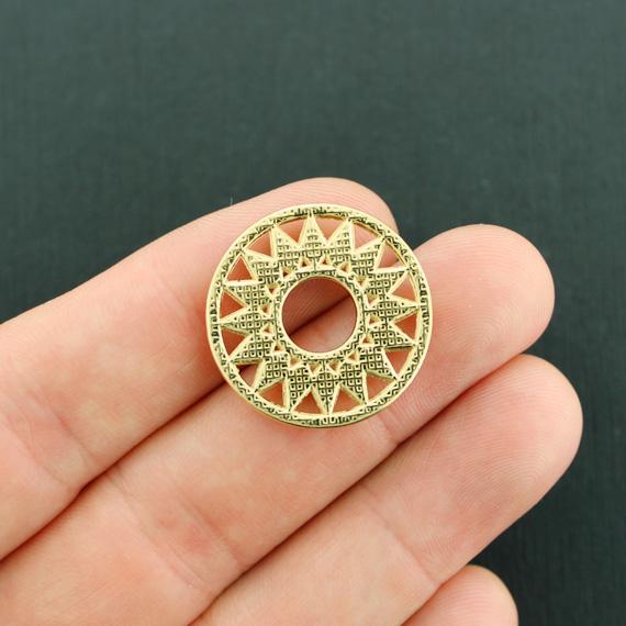 2 Sun Connector Gold Tone Charms - GC1337