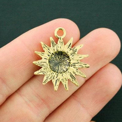2 Sun and Moon Antique Gold Tone Charms - GC1082
