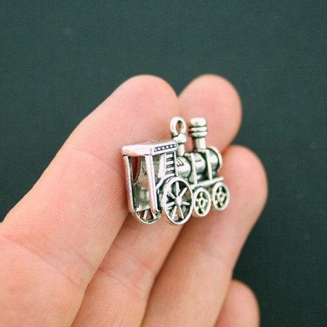 2 Train Antique Silver Tone Charms 3D - SC5715