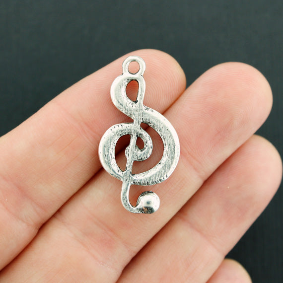 2 breloques de ton argent antique clé de sol - SC5448