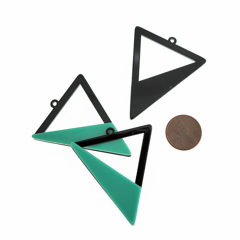 2 Triangle Resin Charms - 51mm x 42mm - Choose Your Color!
