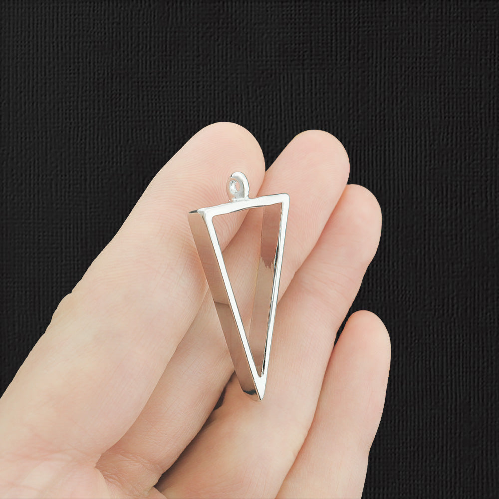 2 Triangle Silver Tone Charms 2 Sided - SC2448