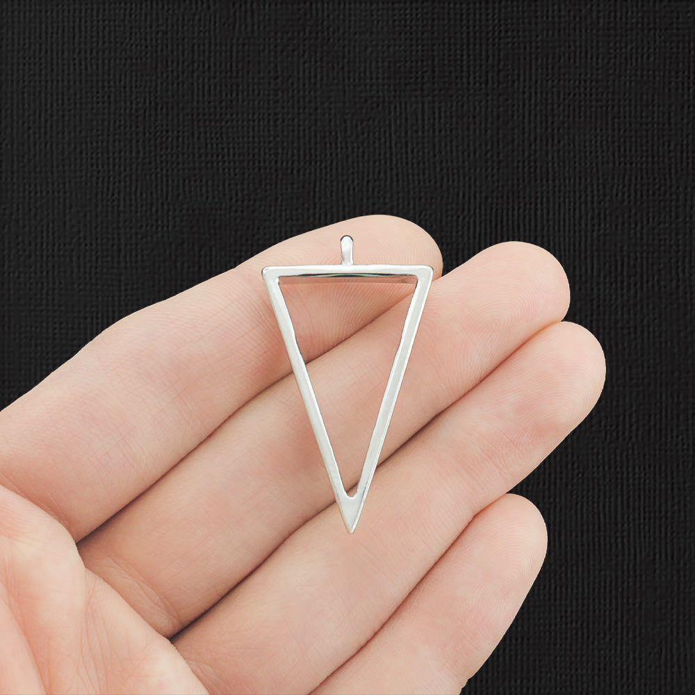 2 Triangle Silver Tone Charms 2 Sided - SC2448