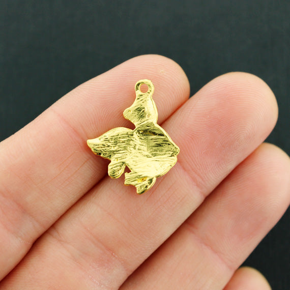 2 breloques en émail doré poisson tropical - E701