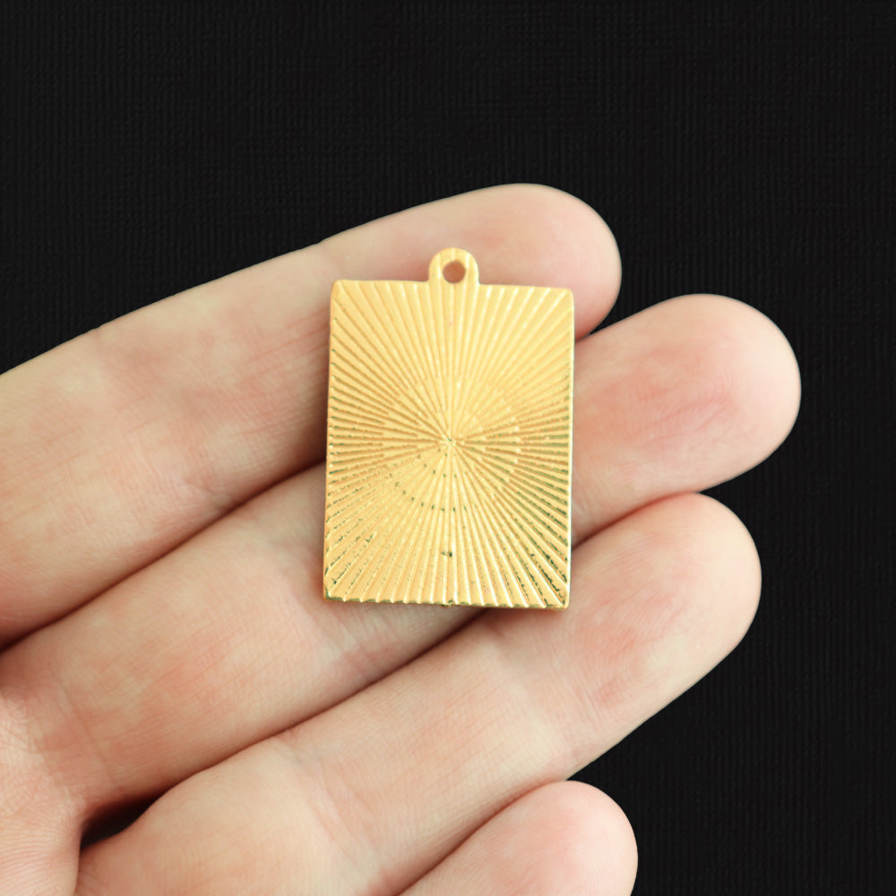 2 Van Gogh's Self Portrait with Sunflowers Gold Tone Enamel Charms - E546