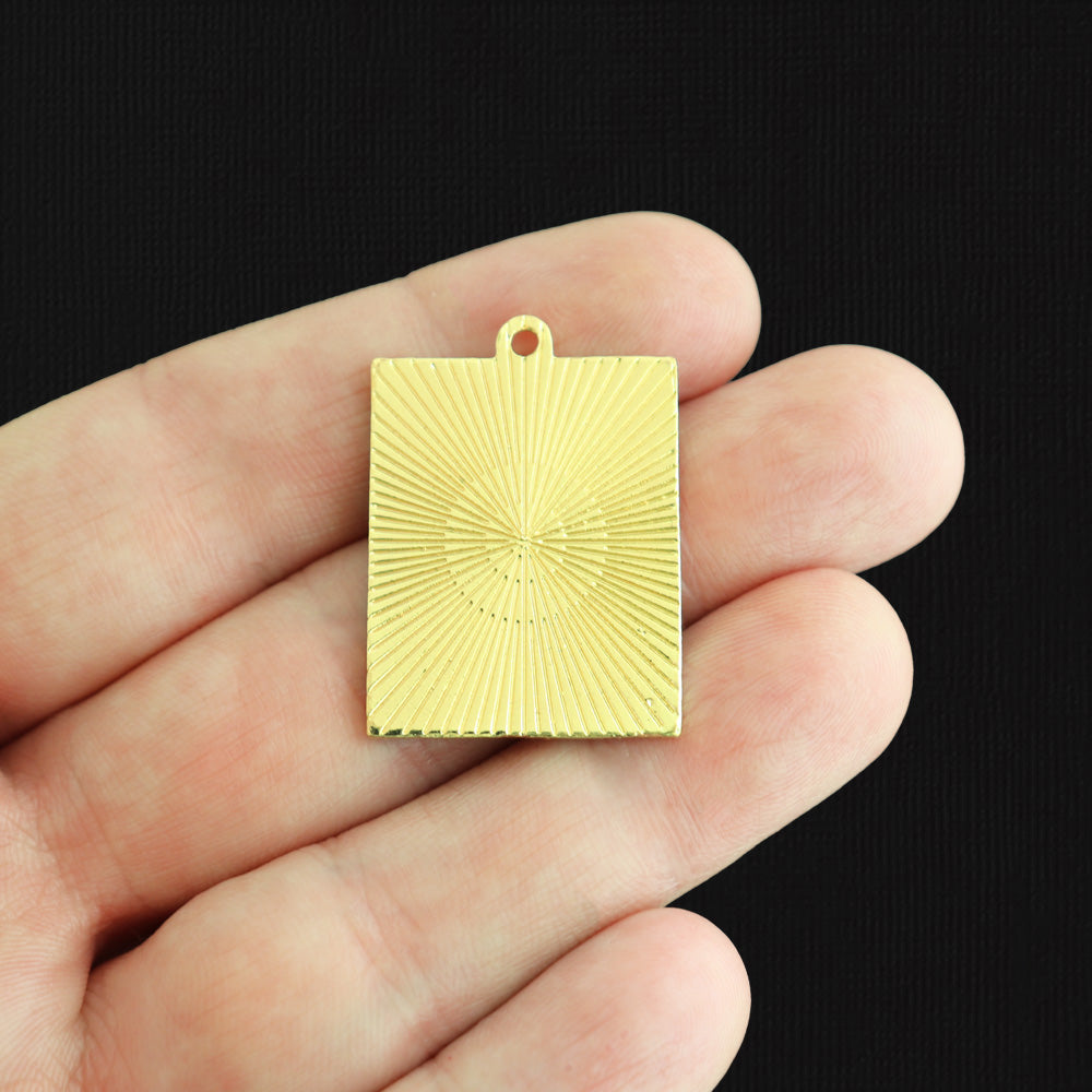 2 Van Gogh's Sunflowers Gold Tone Enamel Charms - E343