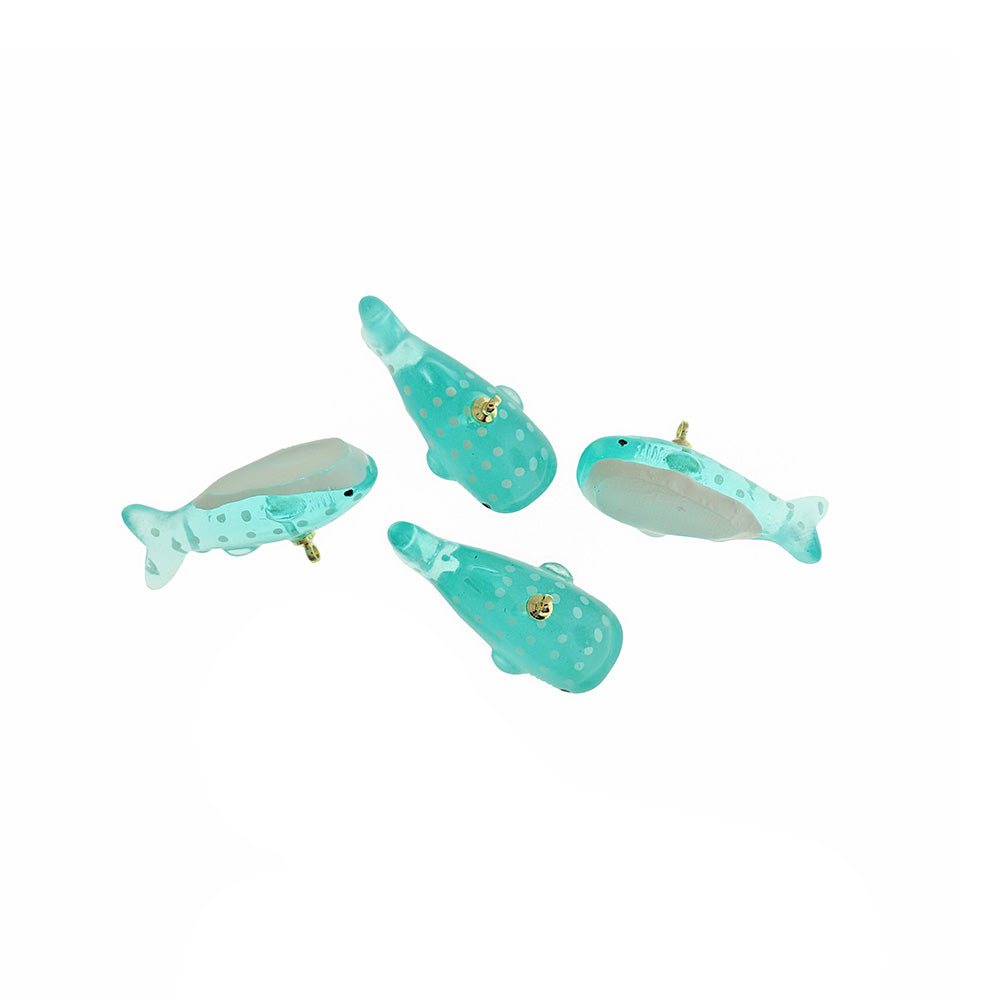 2 Whale Shark Gold Tone Resin Charms 3D - K532