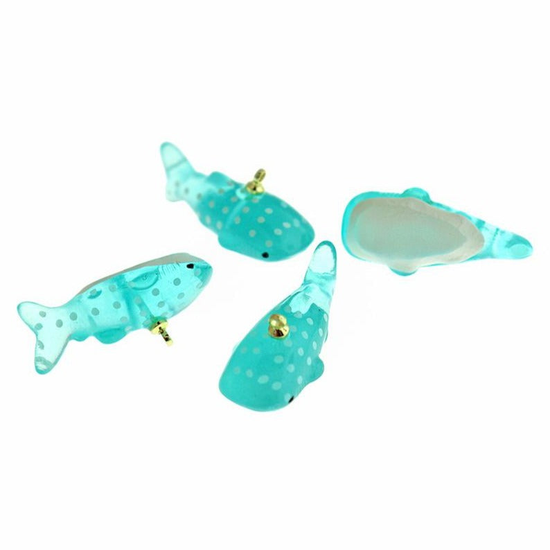 2 Whale Shark Gold Tone Resin Charms 3D - K532