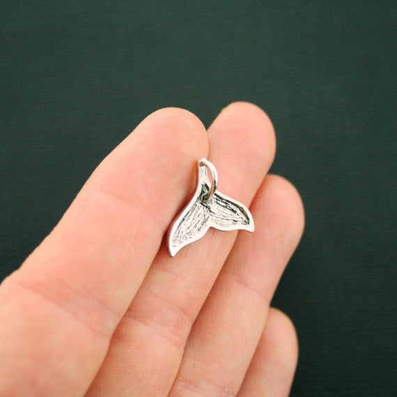 2 Whale Tail Antique Silver Tone Charms - SC6227