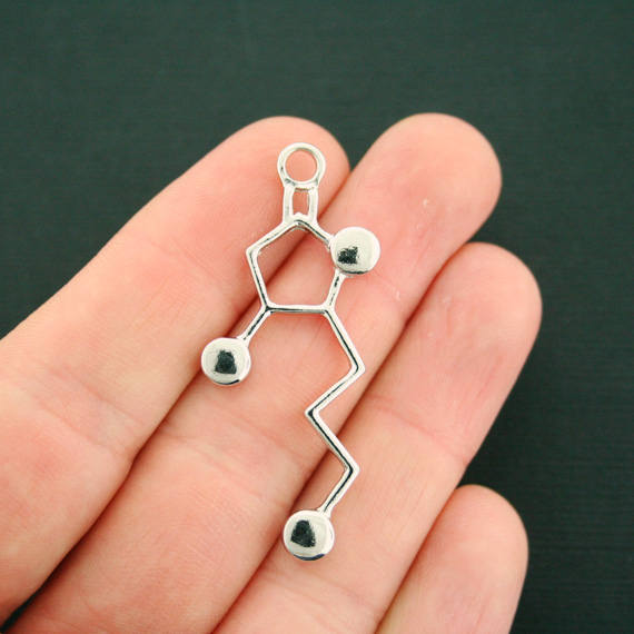 2 breloques de ton argent antique de molécule de whisky - SC7115