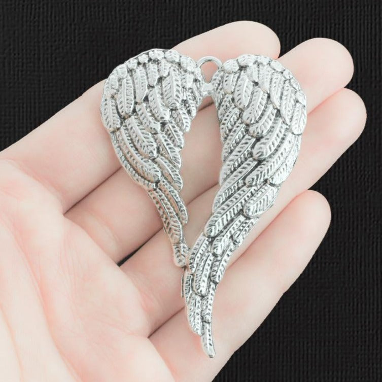 2 Wings Silver Tone Charms - SC2661