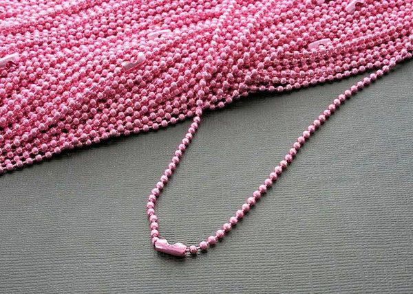 Pretty Pink Tone Ball Chain Necklace 27" - 2mm - 2 Necklaces - C04