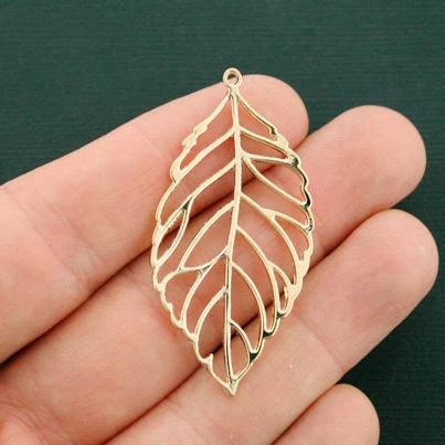 2 Leaf Gold Tone Charms 2 Sided - GC1111
