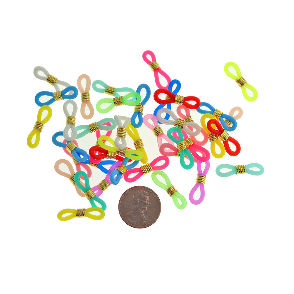 20 connecteurs en caoutchouc assortis pour lunettes ou chaîne de collier 22 mm - Z340