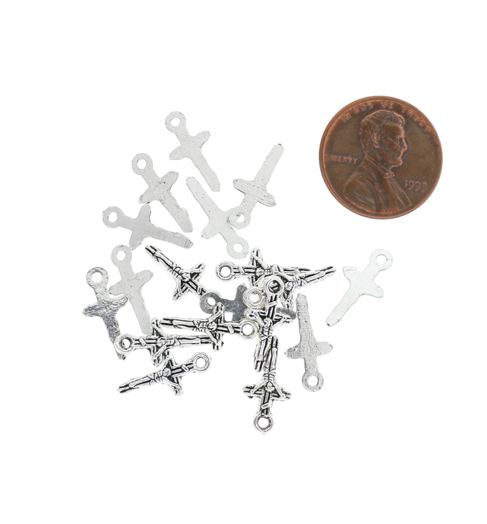 20 Cross Antique Silver Tone Charms - SC4271