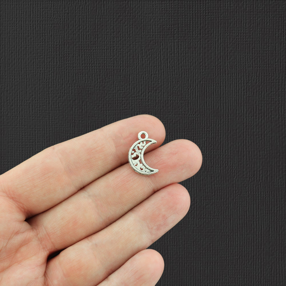 20 breloques en filigrane croissant de lune ton argent antique - SC4265