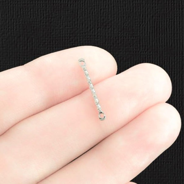 20 Hammered Connector Silver Tone Charms - SC1533