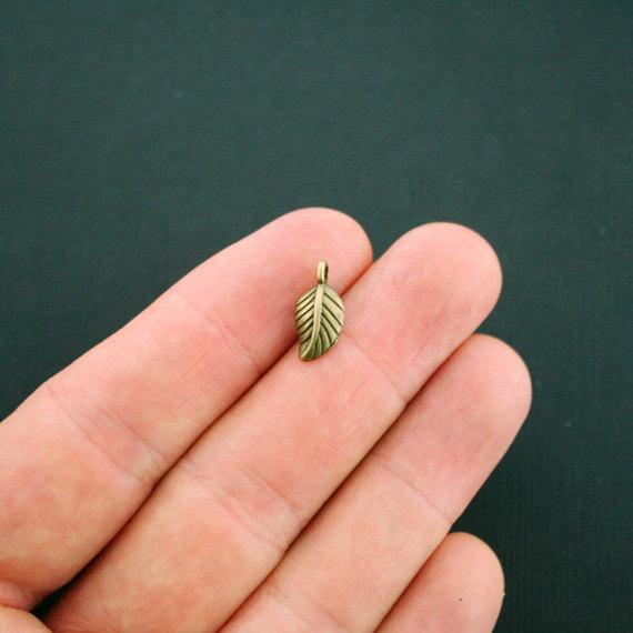 20 Leaf Antique Bronze Tone Charms 2 Sided - BC842