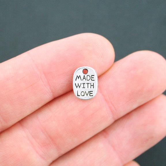20 Made with Love Antique Silver Tone Charms - SC4846
