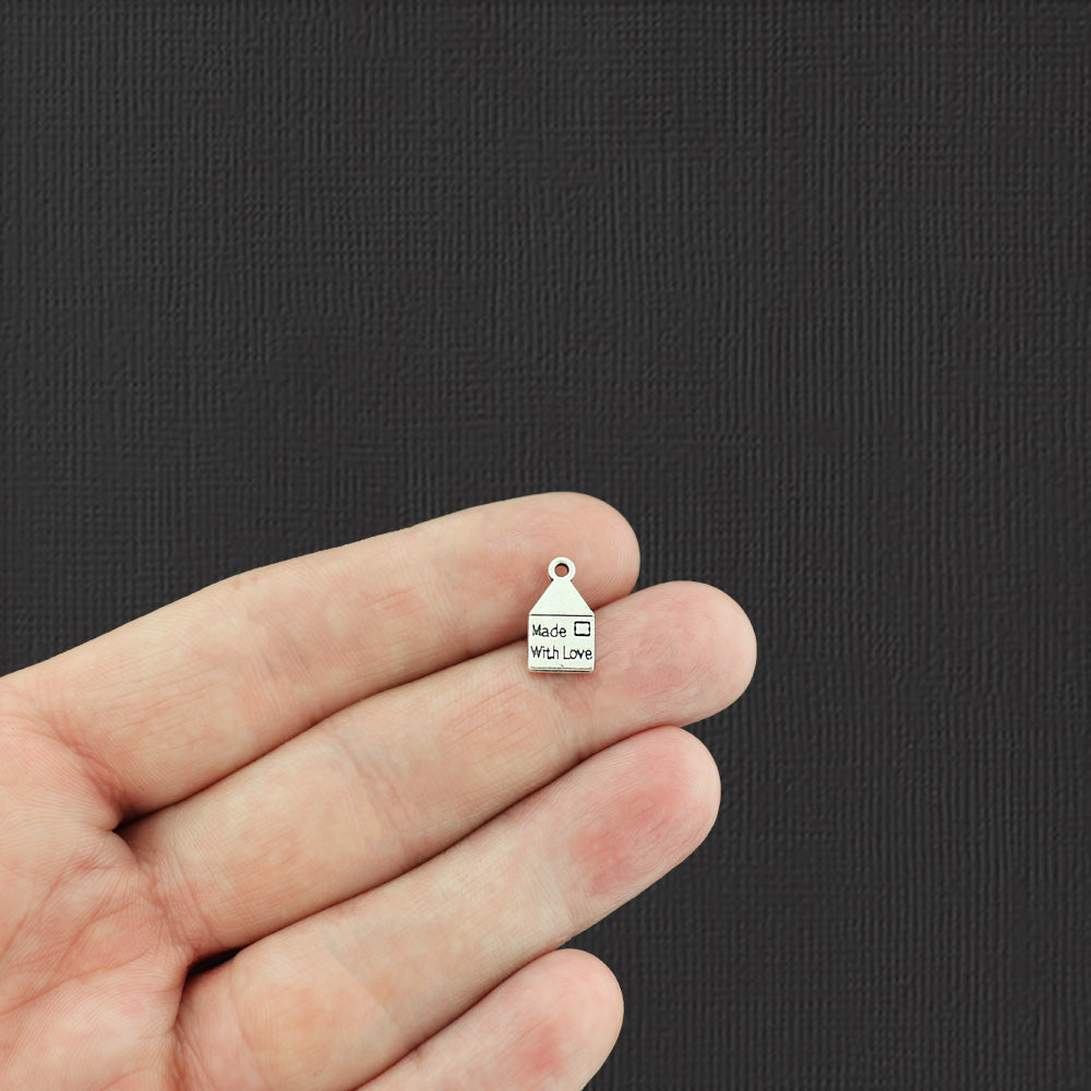 20 "Made with Love" Letter Antique Silver Tone Charms - SC6240