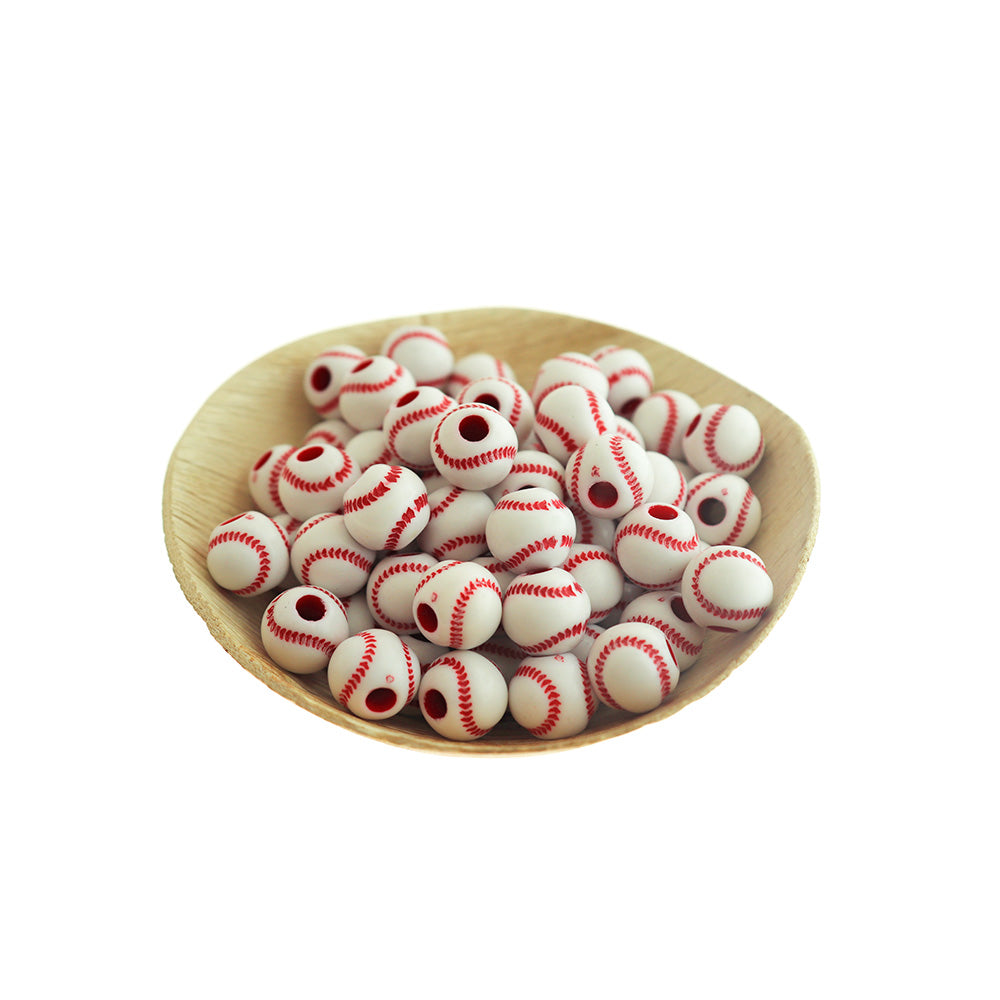 20 Round Acrylic Sports Beads - 10mm - Choose Your Sport!