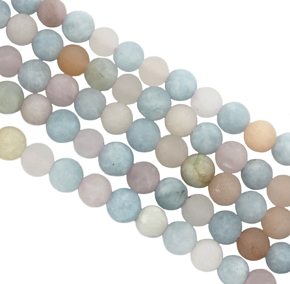 20 Round Natural Morganite Beads - Frosted Pastels - Choose Your Size!