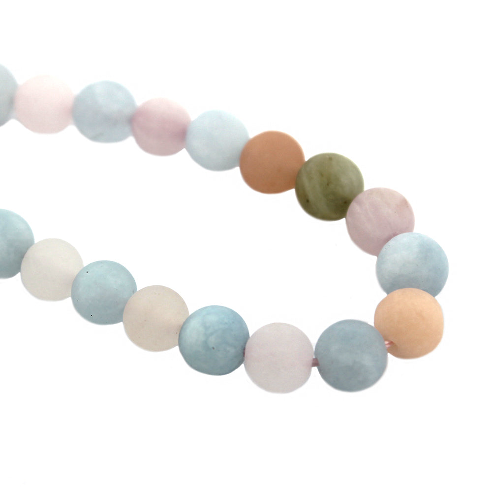 20 Round Natural Morganite Beads - Frosted Pastels - Choose Your Size!