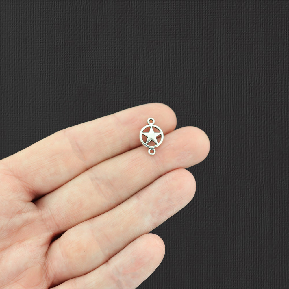 20 Star Connector Antique Silver Tone Charms - SC7135