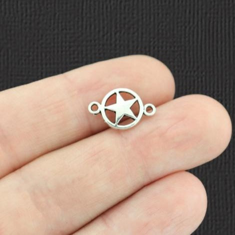 20 Star Connector Antique Silver Tone Charms - SC7135