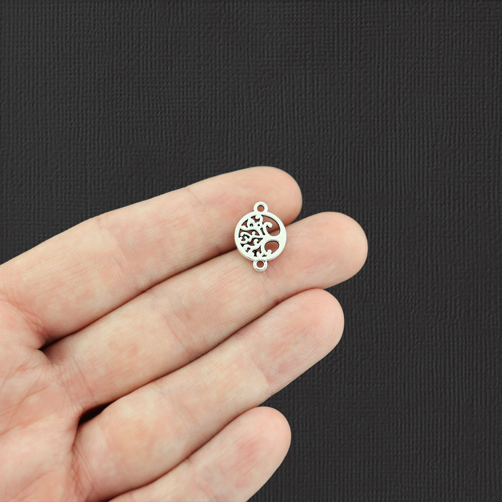 20 breloques de ton argent antique connecteur arbre de vie 2 faces - SC3523