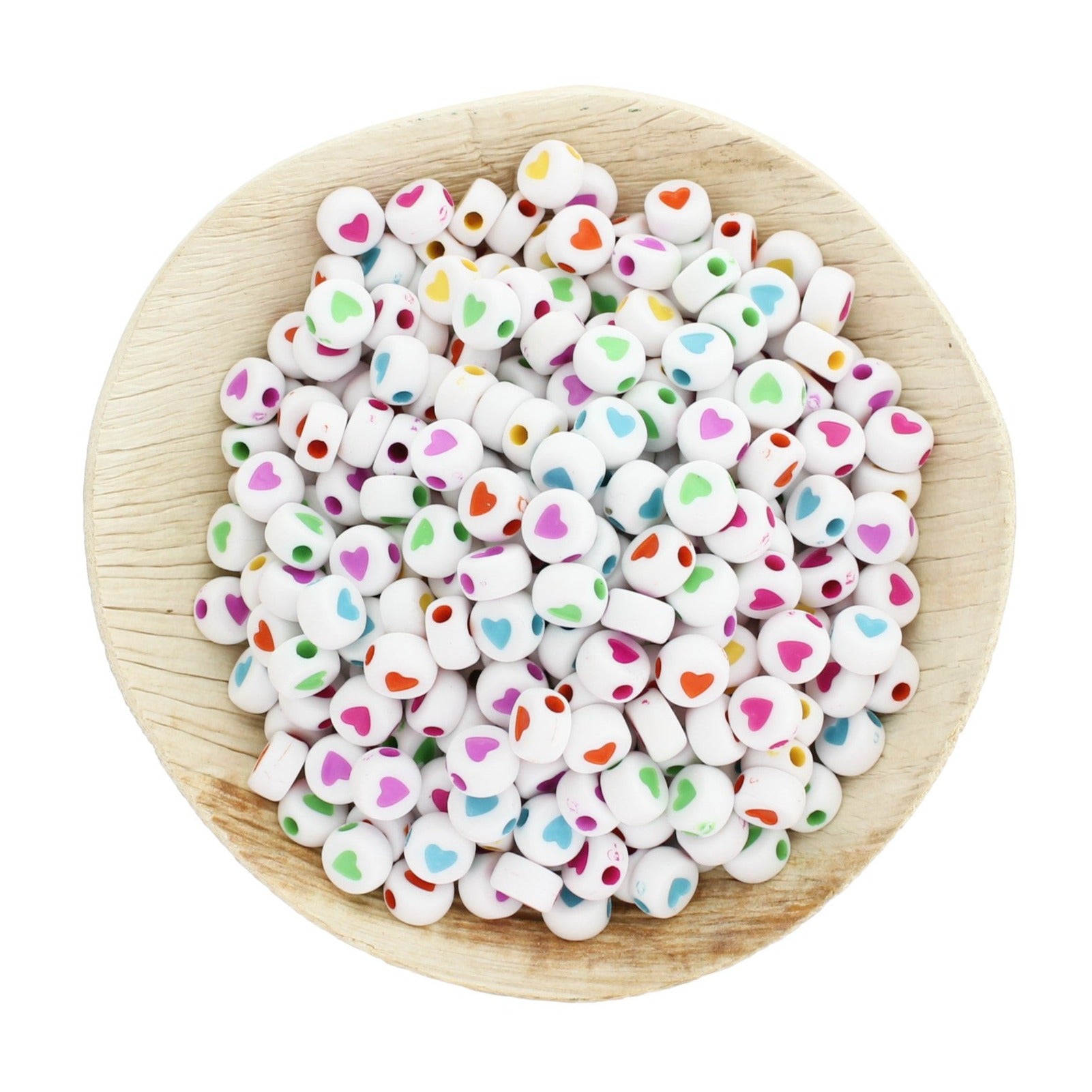 200 Flat Round Acrylic Heart Beads - 7mm - Choose Your Color!