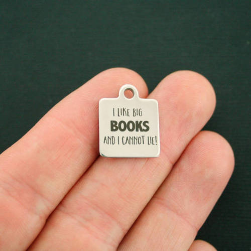 Books Stainless Steel Charms - I like big books and I cannot lie - BFS013-2379