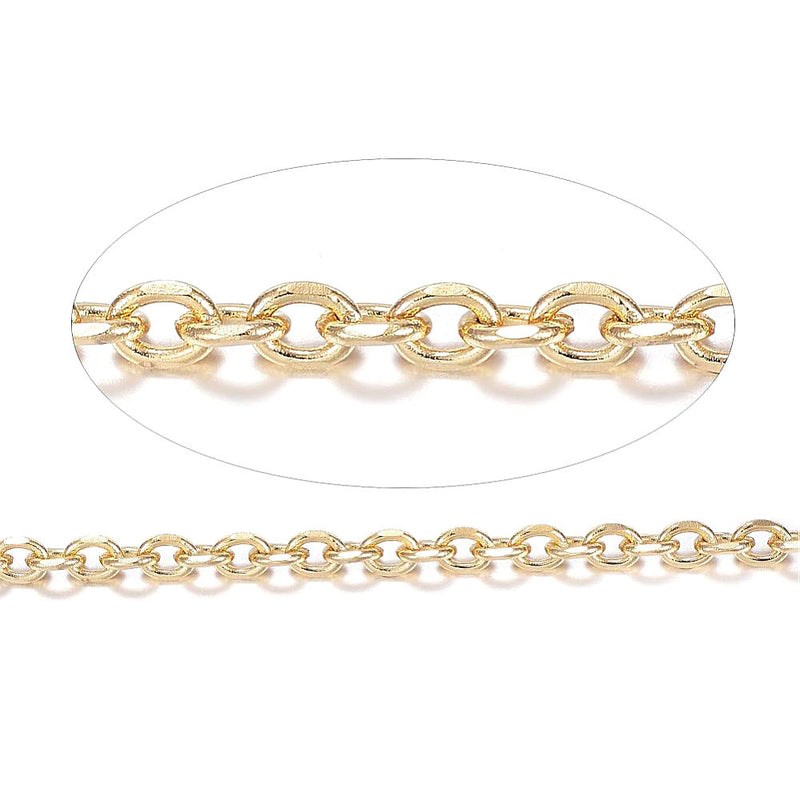 BULK Gold Tone Cable Chain 1 Meter - 3.25Ft - 3mm - FD558
