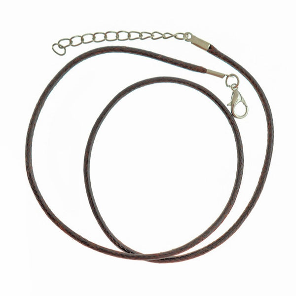 Dark Brown Wax Cord Necklace 17" Plus Extender - 3mm - 5 Necklaces - N134