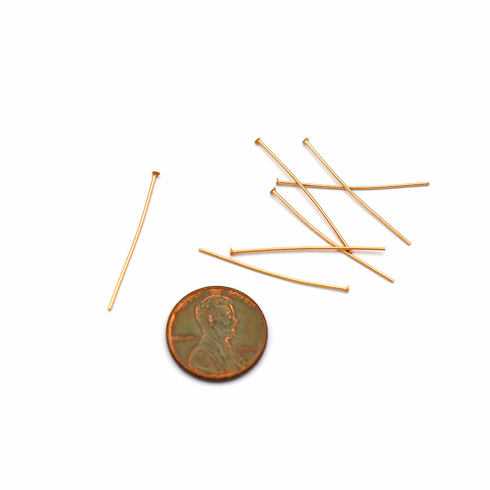 24K Gold Plated Stainless Steel Flat Head Pins - 30mm - 25 Pieces - PIN098