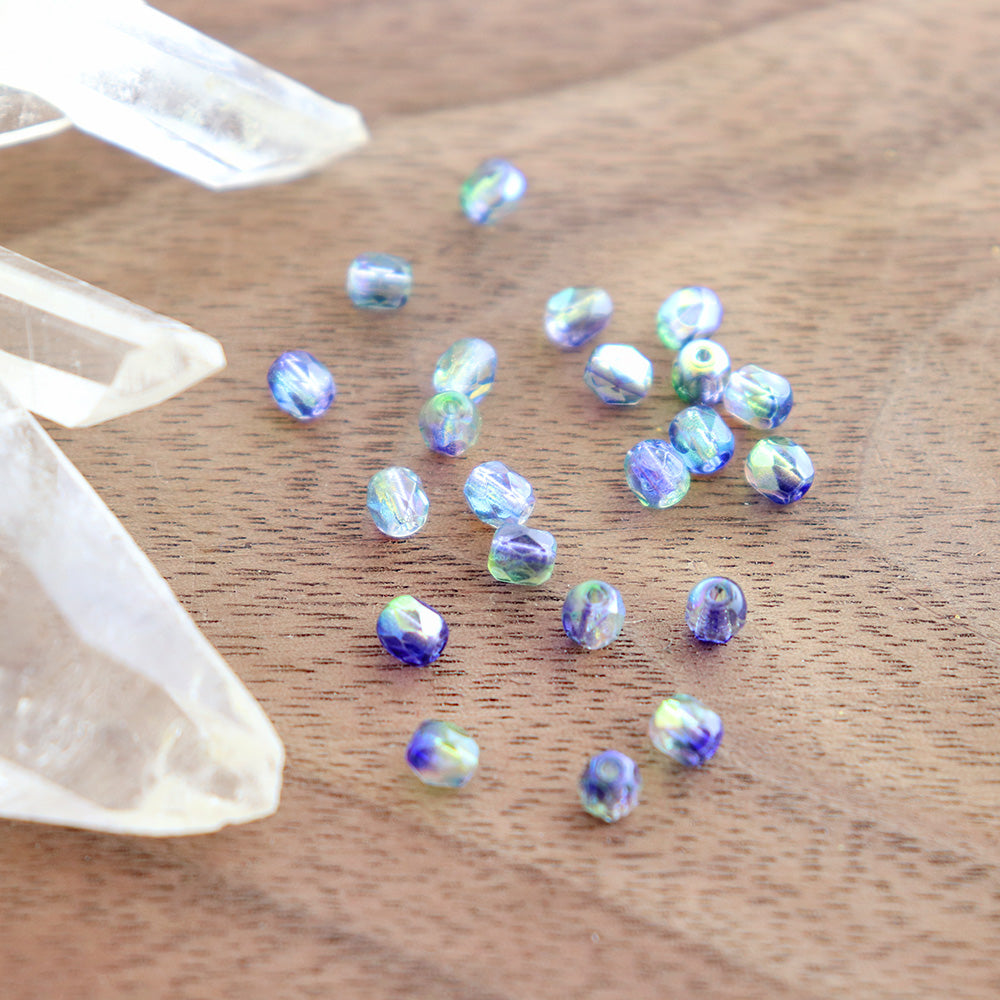 25 Faceted Czech Glass Beads - 4mm - Fire Polished - Choose Your Color!