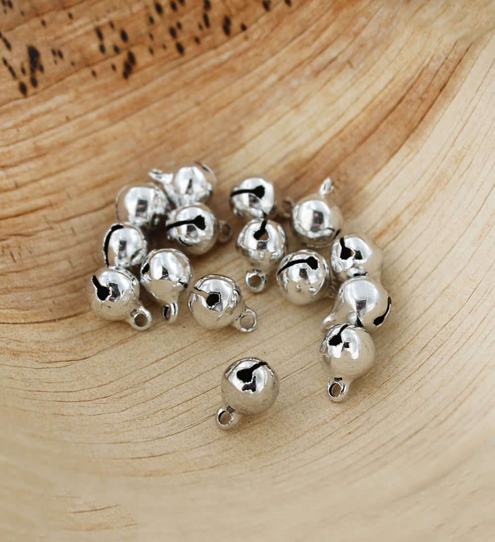 25 Jingle Bells Charms Silver Tone 3D - Z176