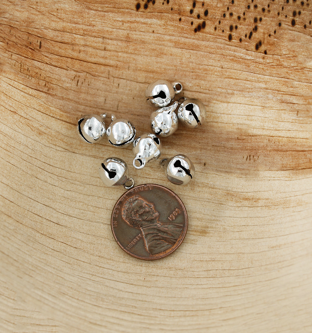 25 Jingle Bells Charms Silver Tone 3D - Z176