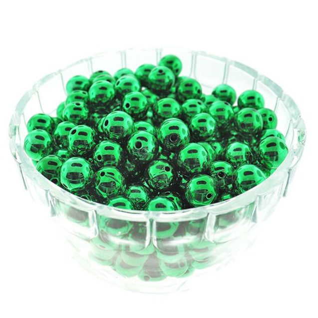 25 Round Resin Metallic Beads - 12mm - Choose Your Color!
