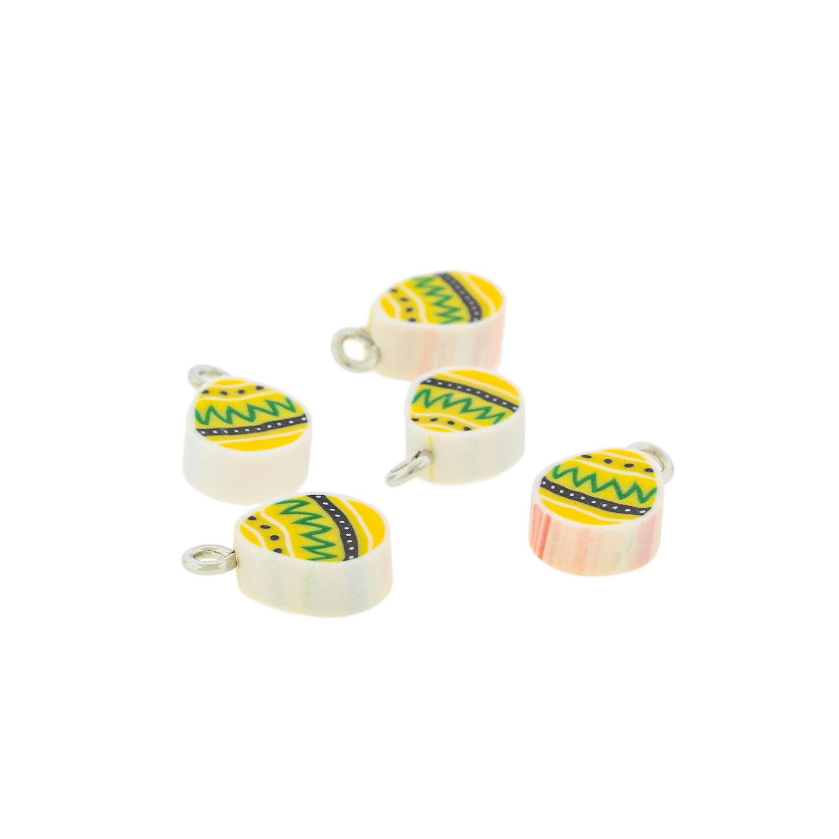 25 Yellow Easter Egg Polymer Clay Charms 2 Sided - Choose Your Color!