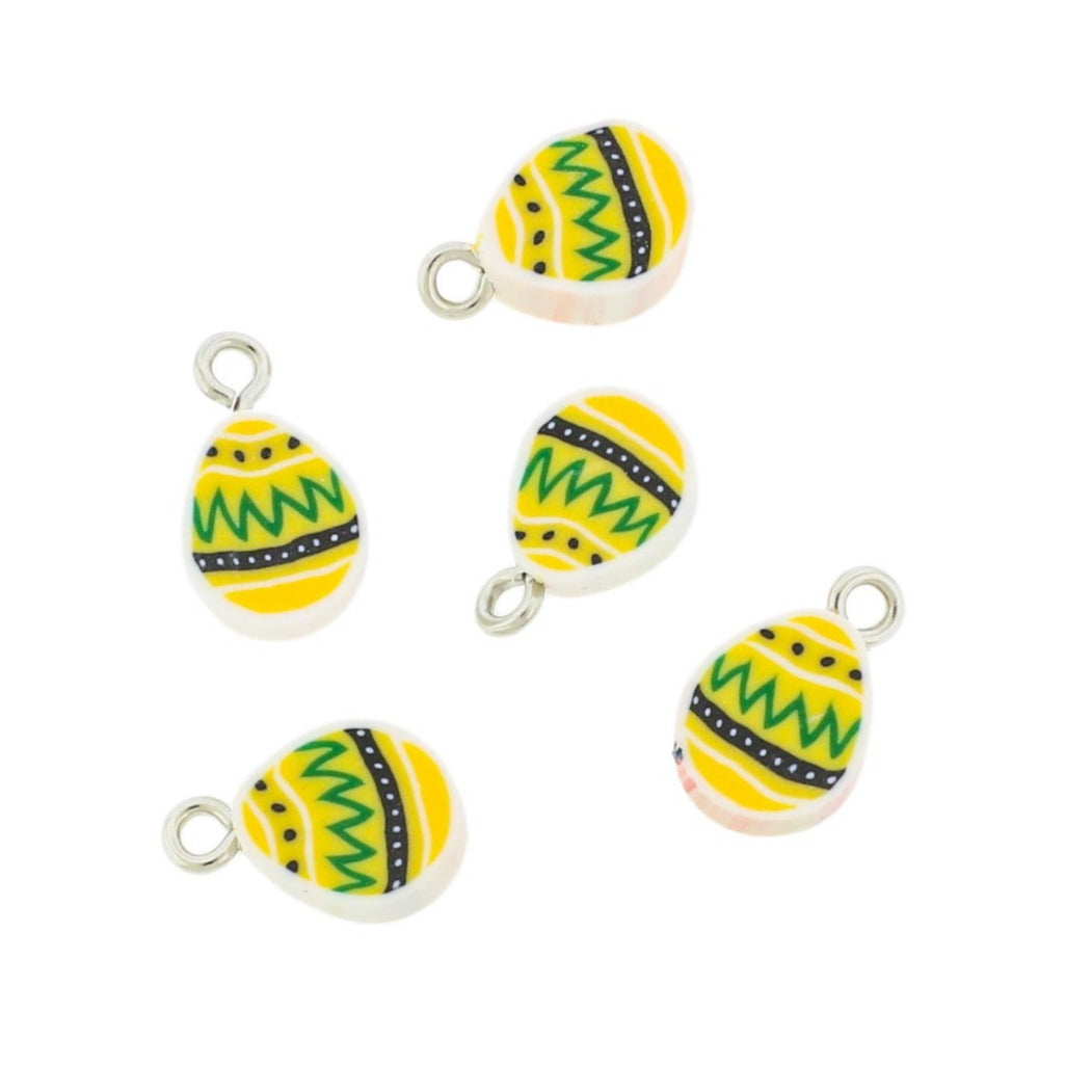 25 Yellow Easter Egg Polymer Clay Charms 2 Sided - Choose Your Color!