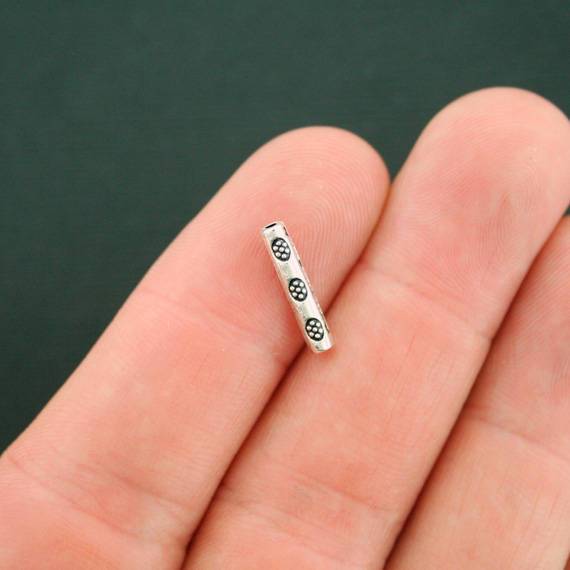 Tube Spacer Beads 14mm x 3mm - Silver Tone - 25 Beads - SC5822