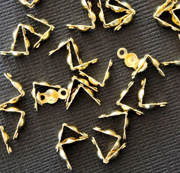 Gold Tone Bead Tips - 8mm x 4mm Clamshell - 250 Pieces - FD003