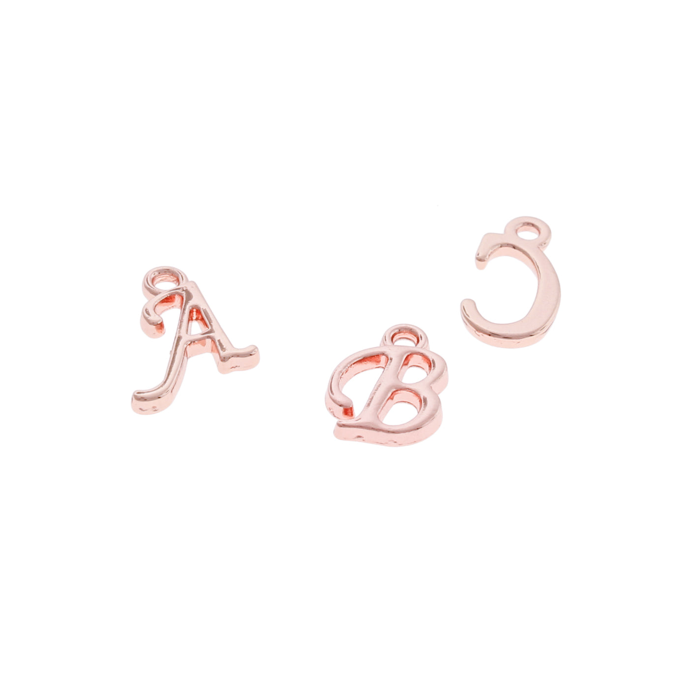 26 Alphabet Cursive Letter Rose Gold Tone Charms - 1 Set - ALPHA2000